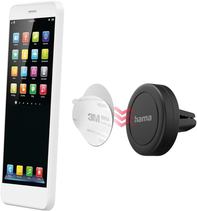 Detalle 1 de Hama Auto Magnet Handyhalterung für Kfz – magnetische Lüftungshalterung, 360° drehbar, schwarz