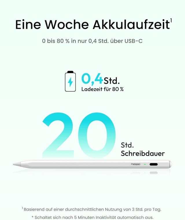 Detalle de Metapen Air8 iPad-Stift mit 20 h Akku