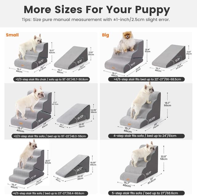 Detalle de Gardner Pet Scala per Cani 2-in-1 per Piccoli Cani: rampina in schiuma con rivestimento antiscivolo e impermeabile (4 gradini)