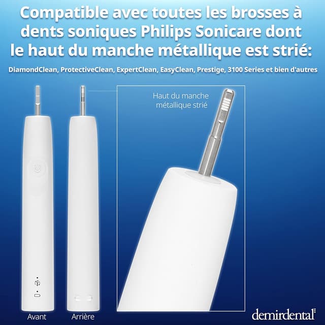 Detalle de Pack de 8 têtes de brosse de rechange demirdental compatibles Philips Sonicare (Mini, Medium) blanc, remplace HX6028