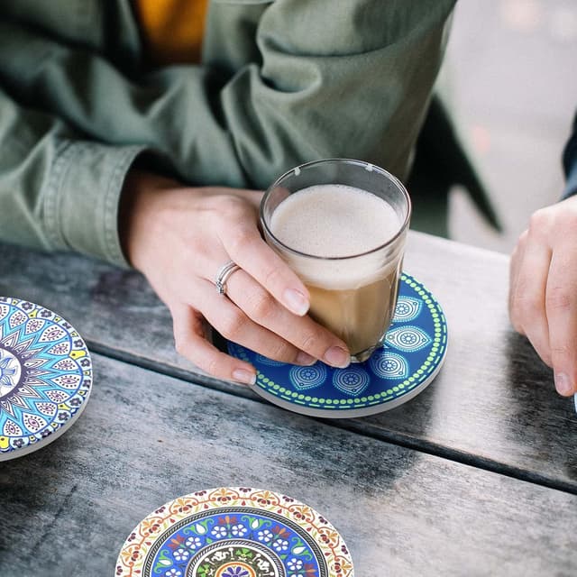 Thumbnail 3 de Posavasos de Corcho Cerámica Mandala - Juego de 8 🎉