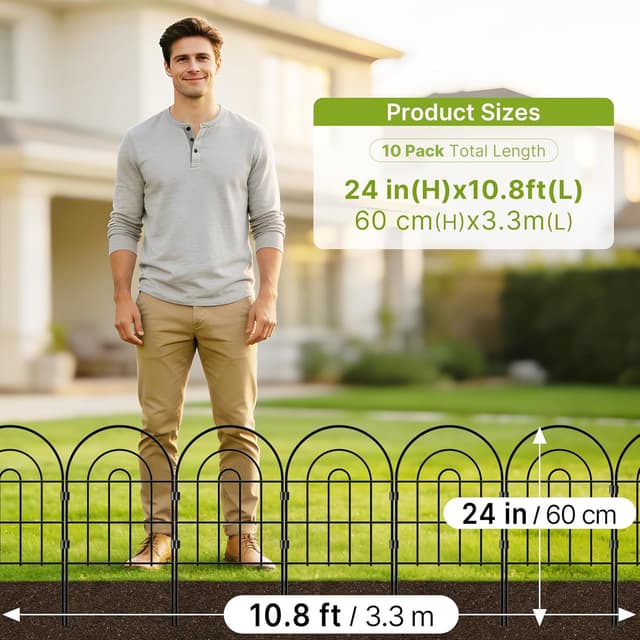 Thumbnail 1 de Thealyn Metal Garden Fence 60cm H 3.3m