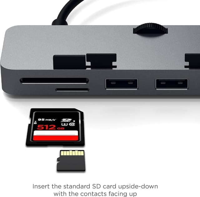 Detalle de SATECHI Hub USB-C con morsetto per iMac e lettore Micro/SD: espansione dati per iMac 2019/2017 e iMac Pro (grigio siderale)