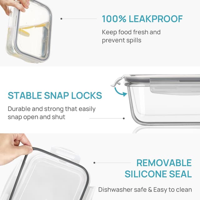 Thumbnail 5 de Vtopmart 2-Pack 1860ml Glass Storage Containers ⚙