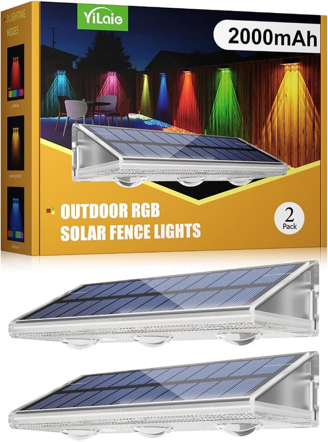 Thumbnail 6 de YiLaie Solar Fence Lights Outdoor (IP67) with 3 Colour Modes – 6 Pack, solar-powered LED for garden fencing & steps