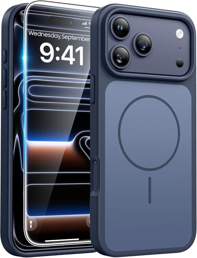 Detalle de FNTCASE Deep Blue iPhone 17 Pro Max Case with MagSafe + Tempered Glass Screen Protector