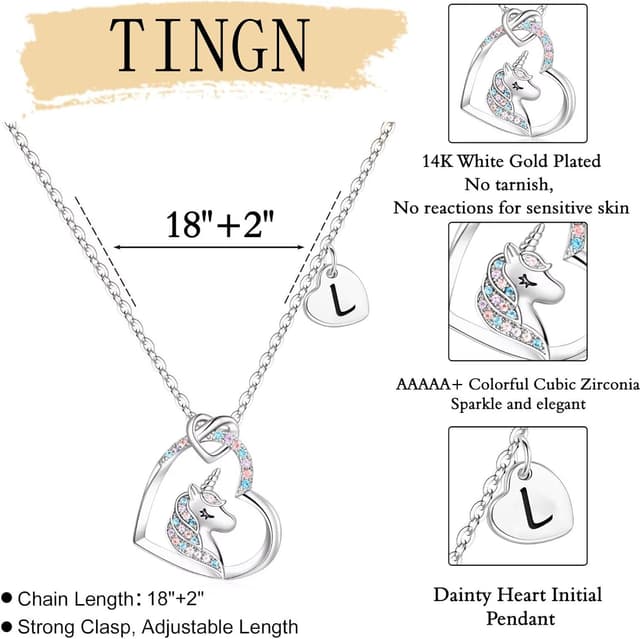 Detalle de TINGN Einhorn Kette 45,7 cm für Mädchen
