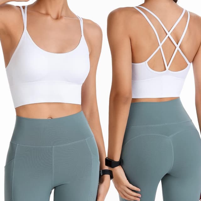 Detalle 2 de HANERDUN Damen Sport-BH für Yoga & Fitness mit Gepolsterten, nahtlosem Design ohne Bügel