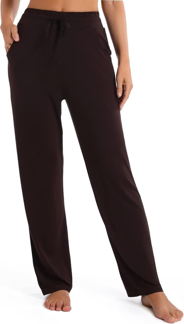 Detalle de Urban CoCo Women’s Straight Leg Long Pants with Elastic High Waist Drawstring & Pockets