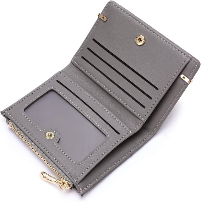 Detalle de FALAN MULE Small Wallet for Women RFID Blocking – Compact bifold wallet with zip coin pocket