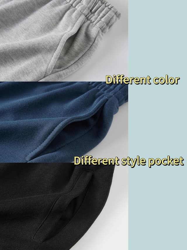 Detalle de SOIBEEN Boys Sweatpants 3-Pack (Age 4–14) with Pockets & Drawstring