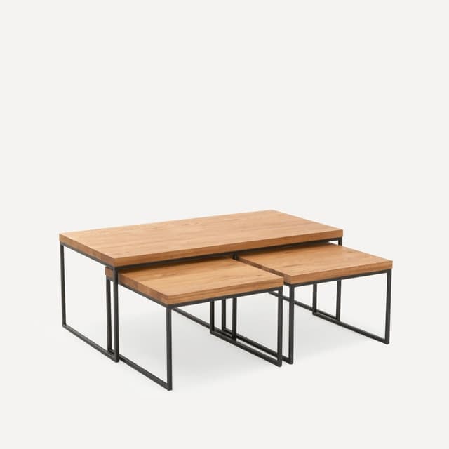 Detalle de El Corte Inglés Calia set mesa centro 3 piezas, roble