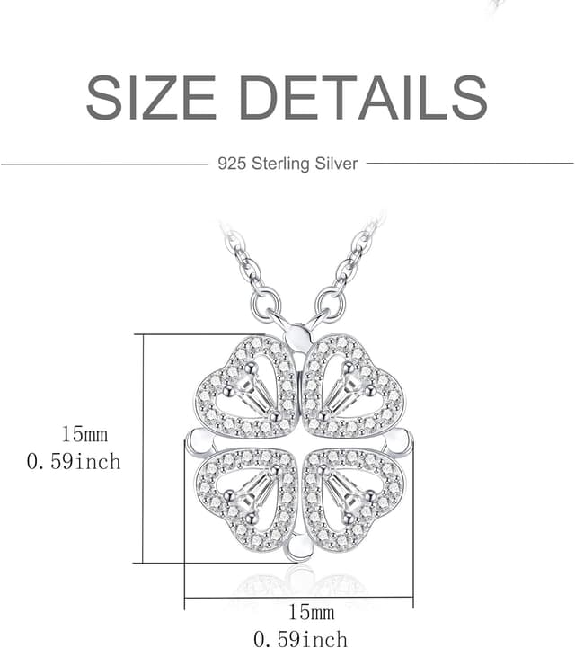 Detalle 2 de Collier trèfle à 4 feuilles en argent 925 Jrêveinfini (pendentif 15 mm) porte-bonheur