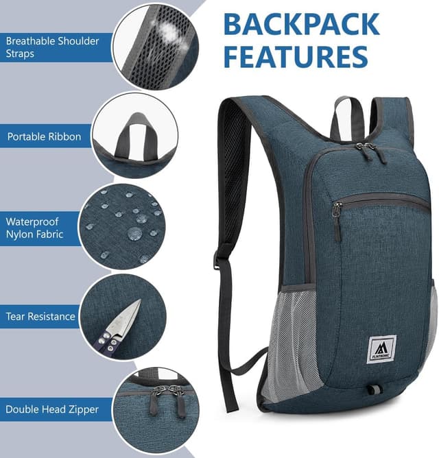 Detalle 2 de Flintronic Foldable Backpack 16L – Ultra-light waterproof packable rucksack for hiking, travel and biking