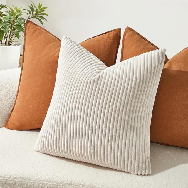 Detalle de Topfinel Kissenbezug-Set 40x60 (2-tlg.) Creme Kordsamt mit Streifenmuster