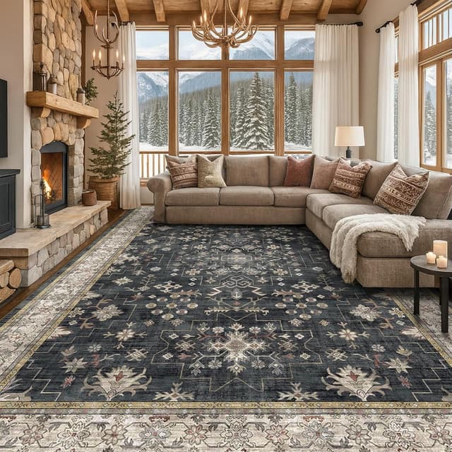 Imagen de Hazo Haus Boho Black Rug 10x14 🏡 en OfertitasTOP