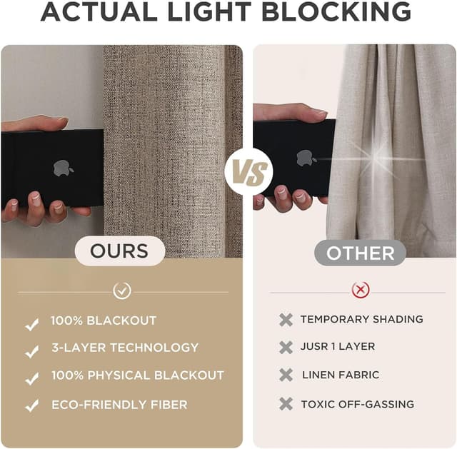 Thumbnail 4 de Joydeco Blackout Curtains Nature Linen