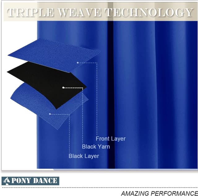 Thumbnail 6 de PONY DANCE Royal Blue Blackout Curtains 46×54 in 🪟