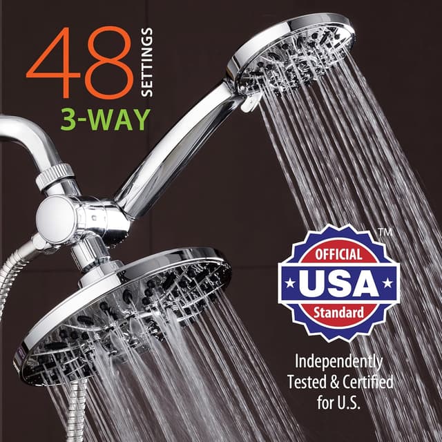 Detalle de AquaDance 7" Premium High Pressure 3-Way Rainfall Combo (3328) with 6-Setting Hand Shower
