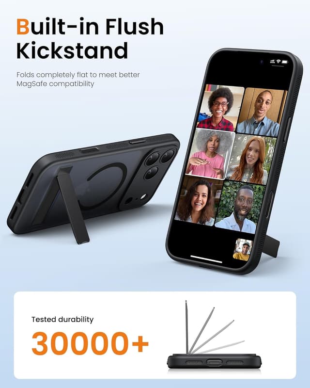 Detalle de BXYJY iPhone 17 Pro Max Magnetic Case with Stand, MagSafe-Compatible, Camera Control Button Cover (Black)