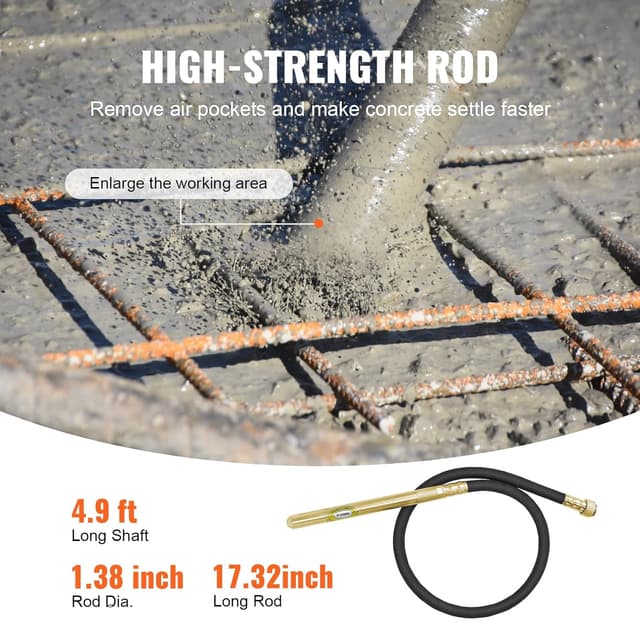 Detalle de VEVOR Vibrateur à béton électrique 800 W – vibreur portatif pour éliminer les bulles d’air