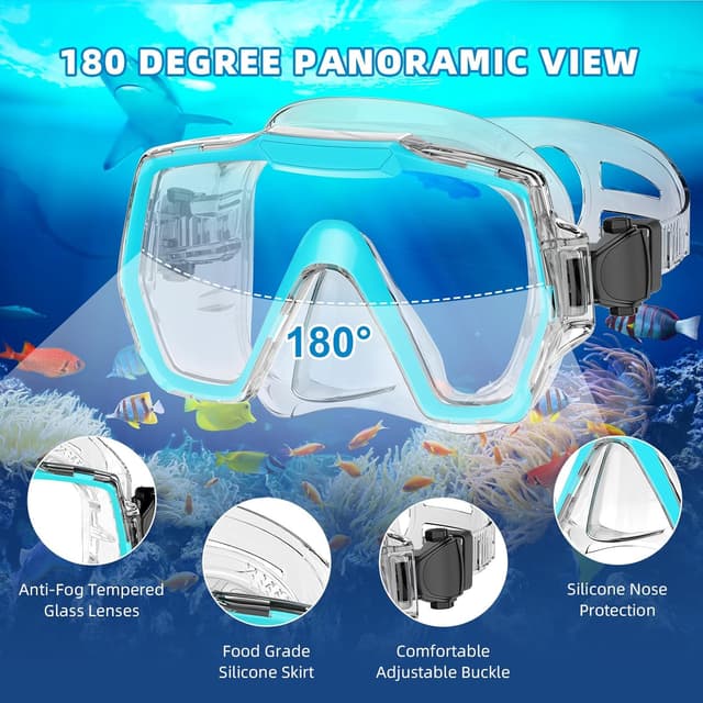 Detalle de Honlanor Snorkel set 180° panoramic mask