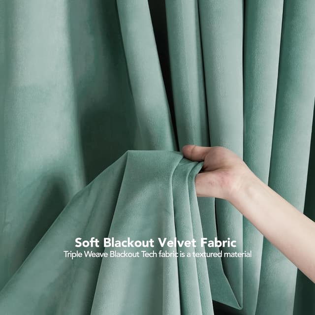 Detalle 2 de Deconovo Cortinas Opacas Térmicas Azul Nórdico 140x175cm 🏡