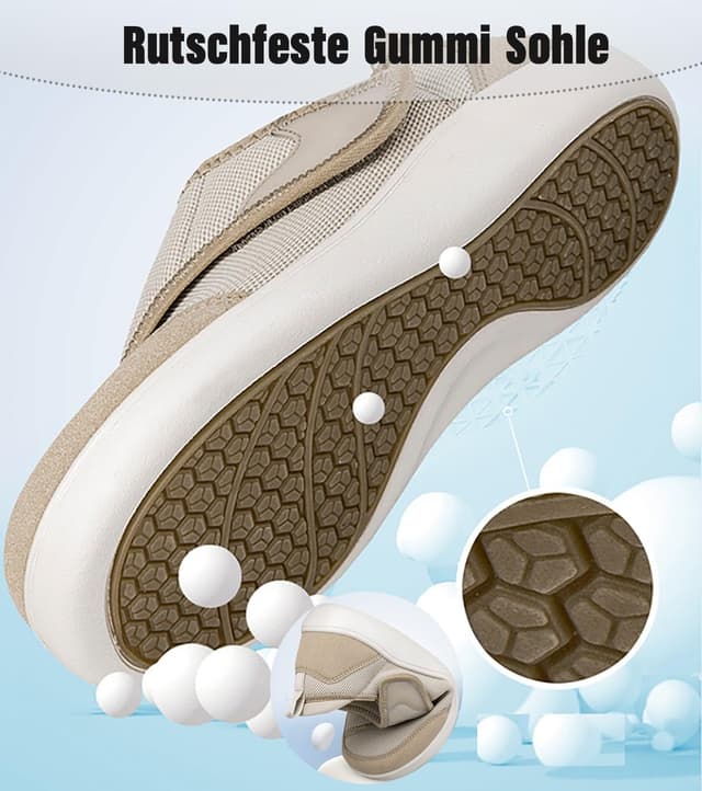 Detalle de Gaatpot Extra-Weit Hausschuhe mit Klettverschluss für breite, geschwollene Füße (36–44)