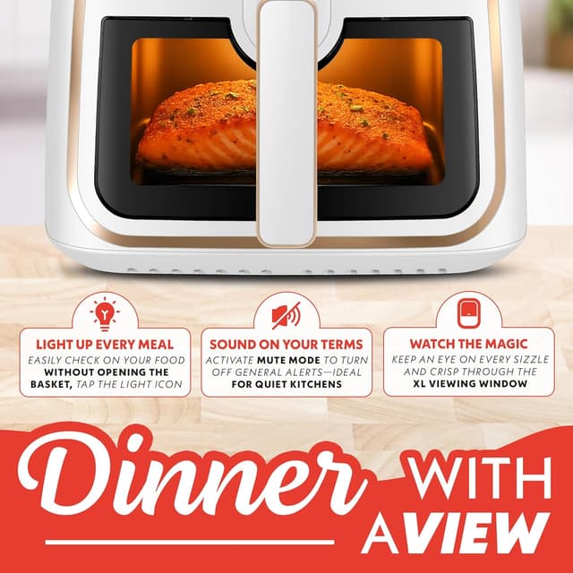 Detalle de Gourmia 8 Qt Air Fryer with 8 Presets, Digital Display & FryForce 360° Technology (White)