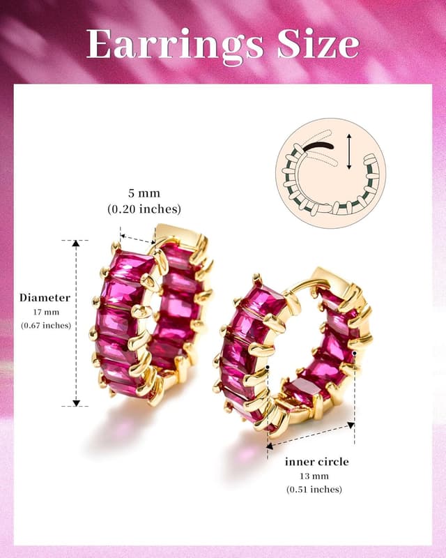 Detalle de MESOVOR créoles zircon cubique plaqué or 18K – boucles d’oreilles cercle multicolores