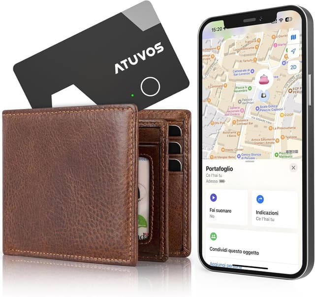 Detalle de ATUVOS Air Tag Card ricaricabile da 1,6 mm: tracker Bluetooth per portafoglio compatibile con l’app Dov’è (solo iOS)