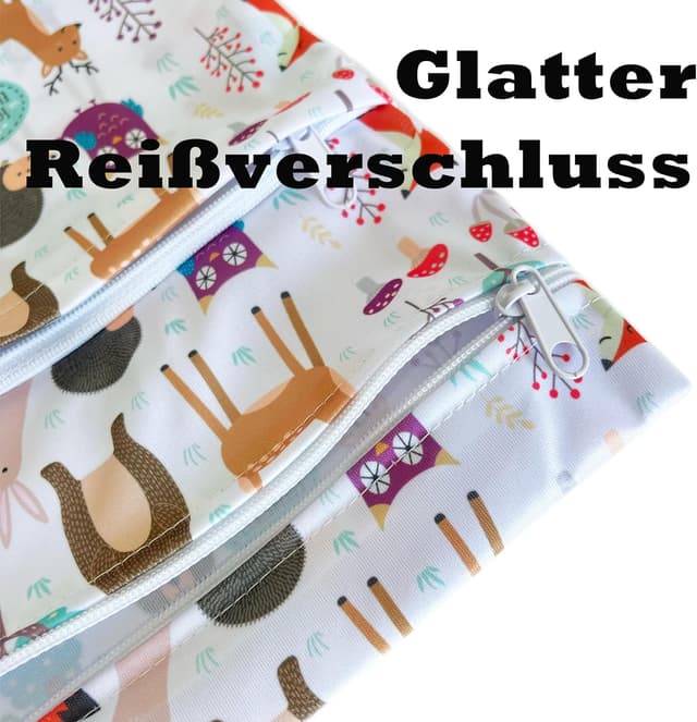 Detalle de TRASUN Wetbag 2er-Set für Kindergarten: wasserdichte Nassbeutel/Organizer für Windeln & Schwimmsachen