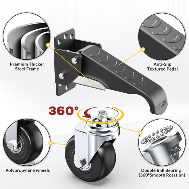Detalle de HOLKIE Retractable Heavy Duty Castors with lifting and lowering function (max 315 kg, 4 castors)