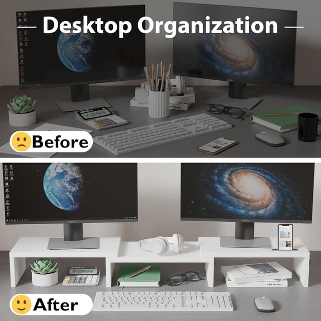 Detalle 2 de BONTEC Dual Monitor Stand Riser adjustable organizer
