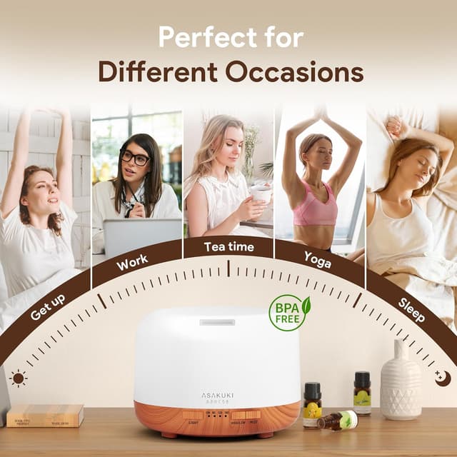 Thumbnail 6 de ASAKUKI 500ml Ultrasonic Essential Oil Diffuser 🌫