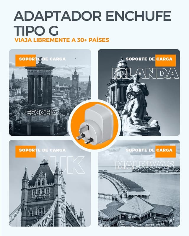 Thumbnail 2 de TESSAN Adaptador Enchufe UK 3 en 1