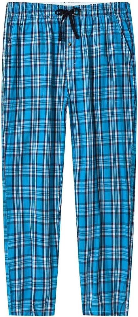 Detalle de MoFiz Men’s Ultra Lightweight Cotton Plaid Pajama Pants (3-Pack) with Drawstring & Pockets