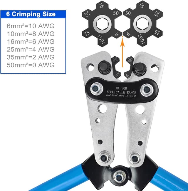 Detalle de Brileine Battery Cable Crimping Tool Kit 6–50 mm²