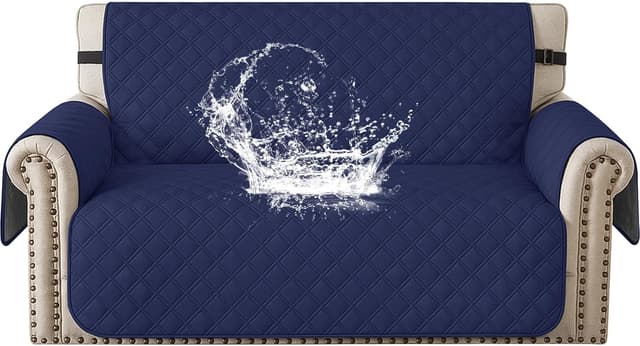 Detalle de YSTELLAA copridivano 100% impermeabile e antigraffio per divano 2 posti con braccioli, blu scuro