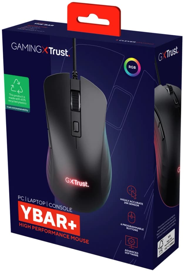 Thumbnail 10 de Trust GXT 924 Ybar+ Pro Gaming-Maus (kabelgebunden) – bis zu 25.600 dpi