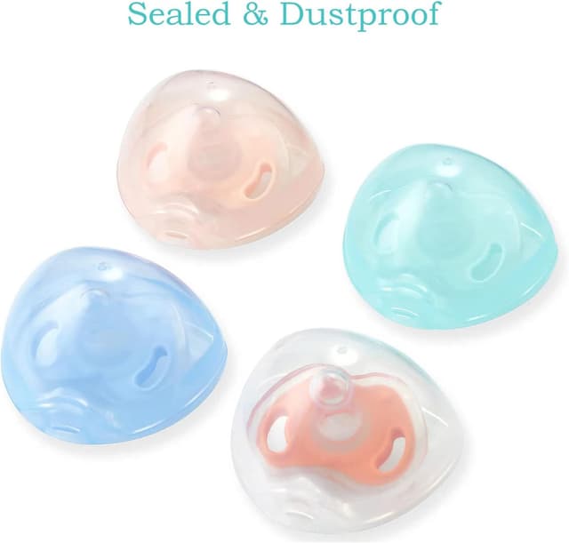 Detalle de PandaEar Dummy Holder Case (4 Pack) – Universal Pacifier Box Covers for Travel, BPA Free