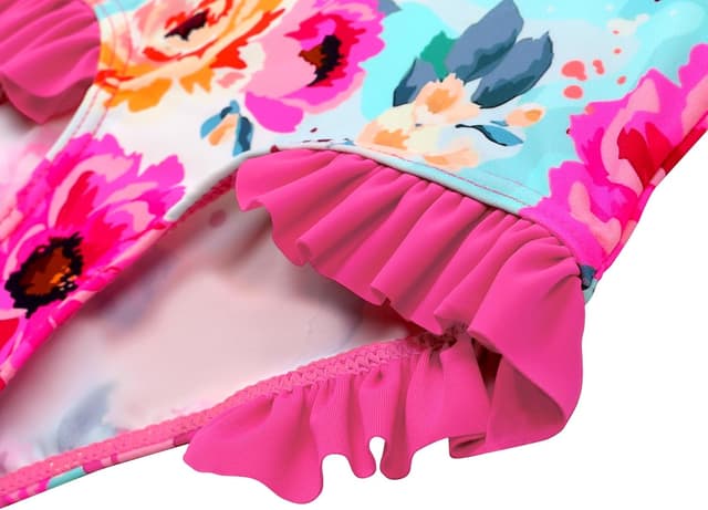 Detalle de XFGIRLS Kinder Badeanzug Mädchen mit langem Arm UPF50+ – schnell trocknend, niedliches Druckdesign (6 Monate bis 6 Jahre)