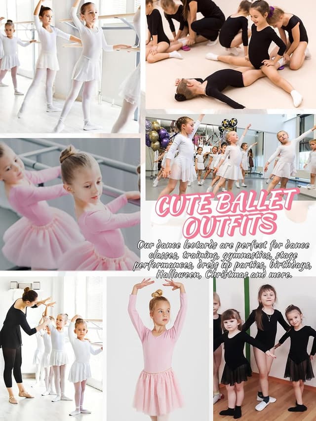 Detalle de Kefiyis body da danza con maniche lunghe e gonna in cotone per ragazze 3-11 anni