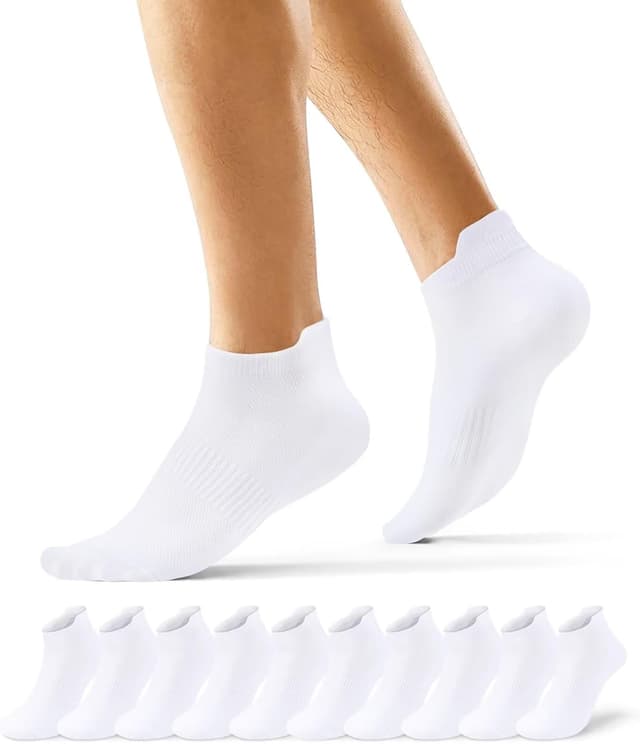 Detalle de EKSHER 10 Paar Sneaker Socken aus Baumwolle für Herren & Damen – atmungsaktiv, kurz, Sportsocken