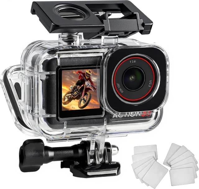 Detalle de FitStill 60M Wasserdichtes Gehäuse für DJI Osmo Action 5 Pro/4/3 mit doppeltem Cold Shoe