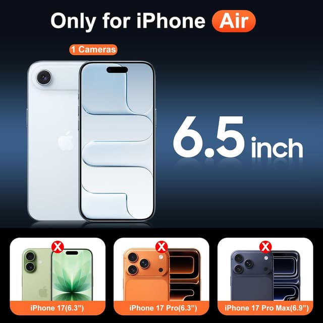 Detalle 2 de Temdan Designed for iPhone 17 Air 6.5" Clear MagSafe Shockproof Case with 9H Screen Protector