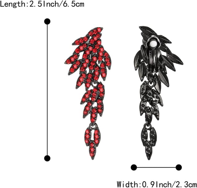 Detalle de Boucles d’oreilles à clip Clearine « ailes d’ange » en cristal autrichien, longues gouttes (ton d’argent)
