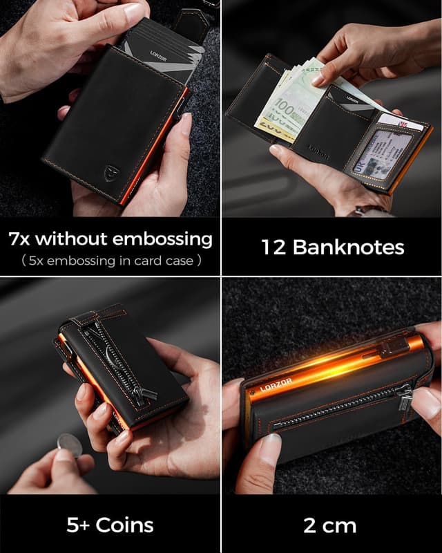 Detalle 1 de LORZOR men wallet slim 0.8 cm leather