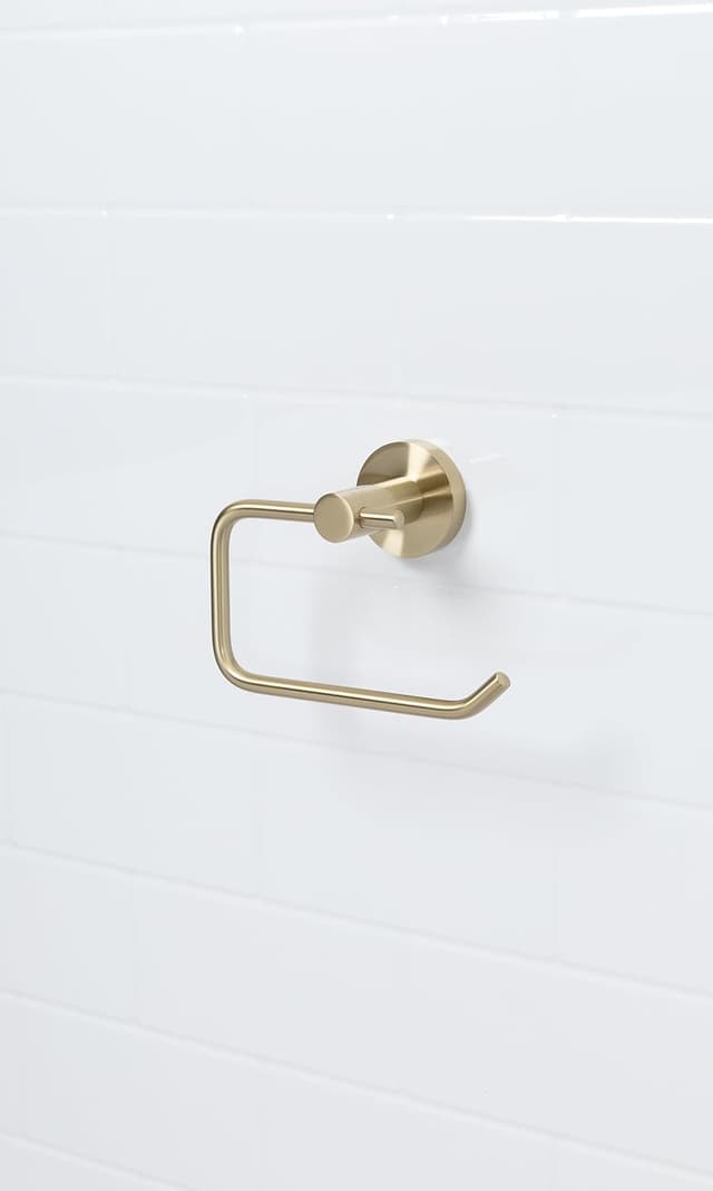 Detalle de Round Toilet Roll Holder in Brushed Brass finish