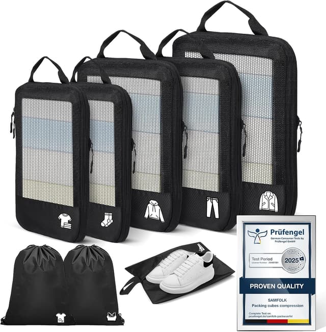 Detalle de Compression Packing Cubes 8‑piece set for travel